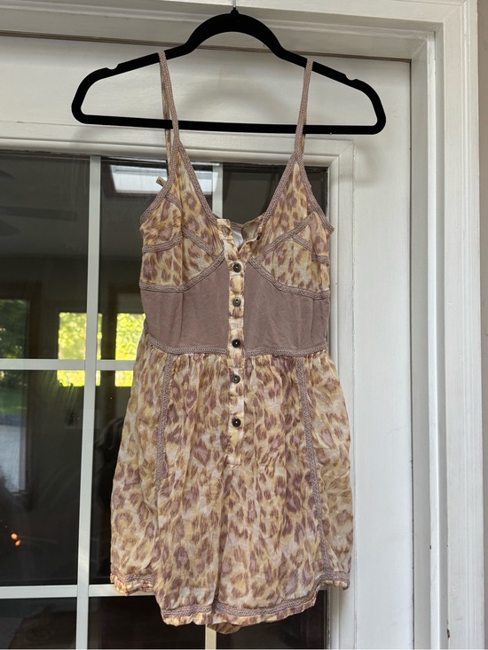 Zimmermann Pants - Zimmermann Cotton Leopard Print Crochet Trim Button Front Romper Playsuit 0
